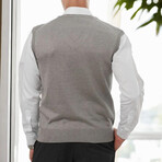 V-Neck Knit Sweater // Light Gray (M)