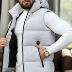 Hooded Puffer Vest // Light Gray (S)