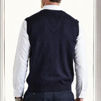 V-Neck Knit Sweater // Dark Blue (M)