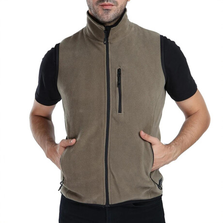 Multi-Pocket Fleece Vest // Khaki (S)