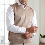 V-Neck Knit Sweater // Mink (M)