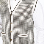 Houndstooth Patterned Knit Vest // White (S)