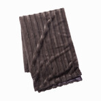 Chinchilla Stripe Cuddle Fur Throw // Charcoal (50"L x 65"W)