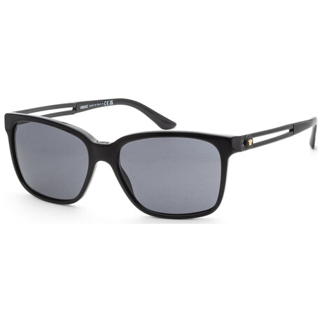 Versace // Men's VE4307-533287-58 Square Sunglasses // Black + Dark Gray