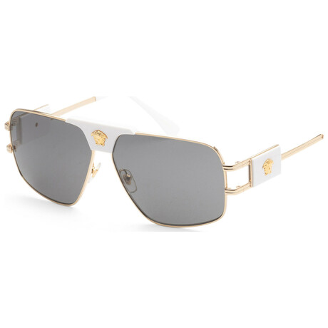 Versace // Men's VE2251-147187-63 Pillow Sunglasses // Gold + Dark Gray