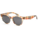 Burberry // Women's BE4432U-412287-54 Round Sunglasses // Vintage Check + Dark Gray