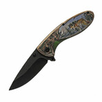 Wolf 3D Wildlife Liner Lock // Folding Knife + Pocket Clip // 4.5"