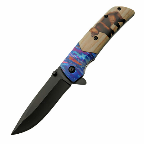 Voodoo Bear Liner Lock // Folding Knife + Pocket Clip // 4.5"