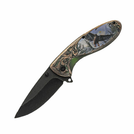 Eagle 3D Wildlife Liner Lock // Folding Knife + Pocket Clip // 4.5"