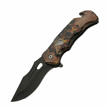 Eagle Rescue Liner Lock // Folding Knife + Pocket Clip // Glass Breaker + Seat Belt Cutter // 4.75"