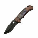 Howling Wolf Rescue Liner Lock // Folding Knife + Pocket Clip // Glass Breaker + Seat Belt Cutter // 4.75"