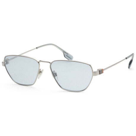Burberry // Men's BE3146-100572-56 Geometric Sunglasses // Silver + Light Blue