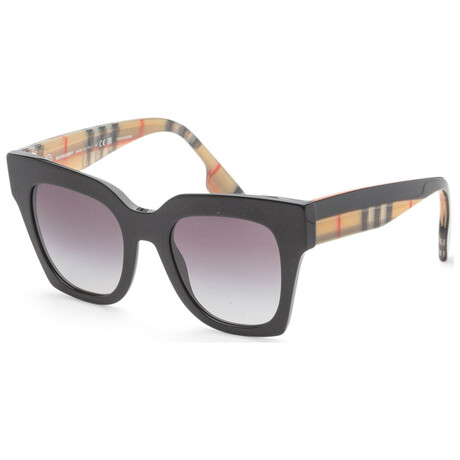 Burberry // Women's BE4364-39428G-49 Kitty Sunglasses // Black + Gray Gradient