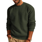 Crewneck Waffle Pullover // Army Green (XS)