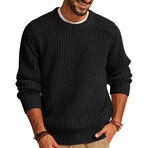 Crewneck Big Chain Knit Pullover // Black (XS)
