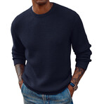 Crewneck Small Chain Knit Pullover // Dark Blue (XS)