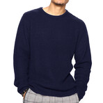 Crewneck Knitted Pullover // Navy Blue (XS)