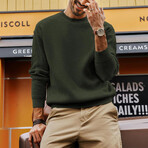 Crewneck Waffle Pullover // Army Green (XS)