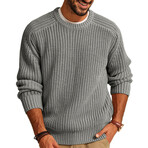 Crewneck Big Chain Knit Pullover // Gray (XS)