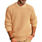 Crewneck Big Chain Knit Pullover // Khaki (XS)
