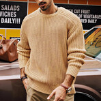 Crewneck Big Chain Knit Pullover // Khaki (XS)