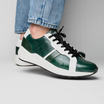 Lyon // Ostrich Leg Leather Sneakers // Green + White (US: 8)