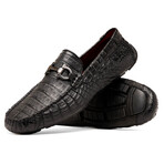 Parma // Caiman Fuscus Leather Bit Loafers // Black (US: 8.5)