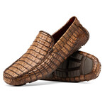 Remo // Caiman Fuscus Leather Penny Loafers // Brown (US: 9)