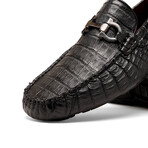 Parma // Caiman Fuscus Leather Bit Loafers // Black (US: 8.5)