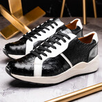 Lyon // Ostrich Leg Leather Sneakers // Black + White (US: 7)