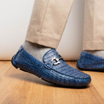 Parma // Caiman Fuscus Leather Bit Loafers // Navy (US: 12)