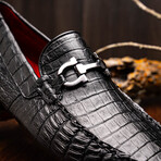 Parma // Caiman Fuscus Leather Bit Loafers // Black (US: 8.5)