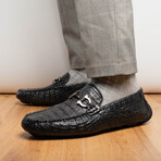 Parma // Caiman Fuscus Leather Bit Loafers // Black (US: 8.5)