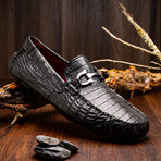 Parma // Caiman Fuscus Leather Bit Loafers // Black (US: 8.5)