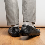 Parma // Caiman Fuscus Leather Bit Loafers // Black (US: 8.5)