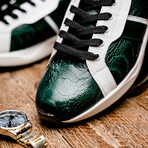Lyon // Ostrich Leg Leather Sneakers // Green + White (US: 8)
