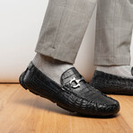 Parma // Caiman Fuscus Leather Bit Loafers // Black (US: 8.5)