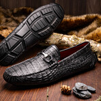 Parma // Caiman Fuscus Leather Bit Loafers // Black (US: 8.5)