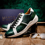 Lyon // Ostrich Leg Leather Sneakers // Green + White (US: 8)