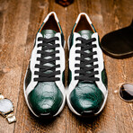 Lyon // Ostrich Leg Leather Sneakers // Green + White (US: 8)