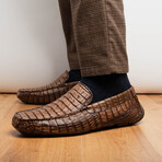 Remo // Caiman Fuscus Leather Penny Loafers // Brown (US: 9)