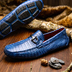 Parma // Caiman Fuscus Leather Bit Loafers // Navy (US: 12)
