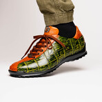 Saulo // Alligator + Ostrich Leather Sneakers // Green Cognac (US: 12)