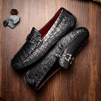 Parma // Caiman Fuscus Leather Bit Loafers // Black (US: 8.5)