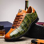 Saulo // Alligator + Ostrich Leather Sneakers // Green Cognac (US: 12)