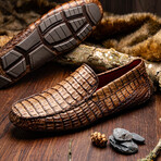 Remo // Caiman Fuscus Leather Penny Loafers // Brown (US: 9)