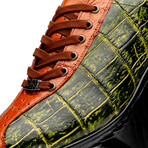 Saulo // Alligator + Ostrich Leather Sneakers // Green Cognac (US: 12)