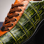 Saulo // Alligator + Ostrich Leather Sneakers // Green Cognac (US: 12)