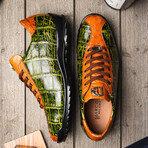 Saulo // Alligator + Ostrich Leather Sneakers // Green Cognac (US: 12)
