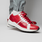 Lyon // Ostrich Leg Leather Sneakers // Red + White (US: 11.5)